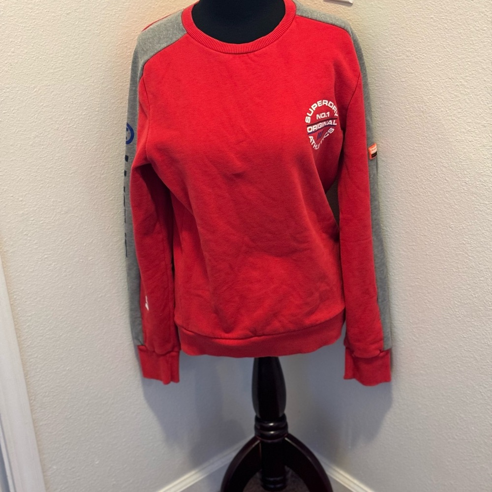 2 FOR $20 Superdry Men's Crewneck Stadium Sweatshirt Pull Over Red Gray M $75 - Picture 2 of 11